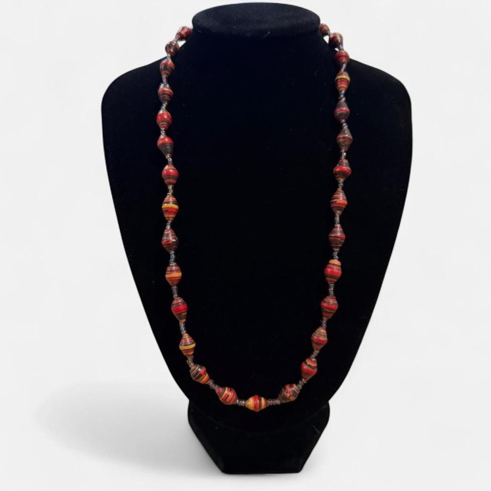 Chic Multicolor Rolled Paper Beaded Necklace
